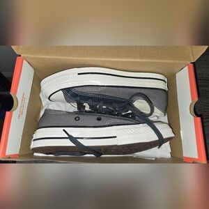 ✨️ NEW - 🖤🩶 Converse 🩶🖤 - Chuck RARE 70 Low 'Leather Overlays' 👟😎🔥